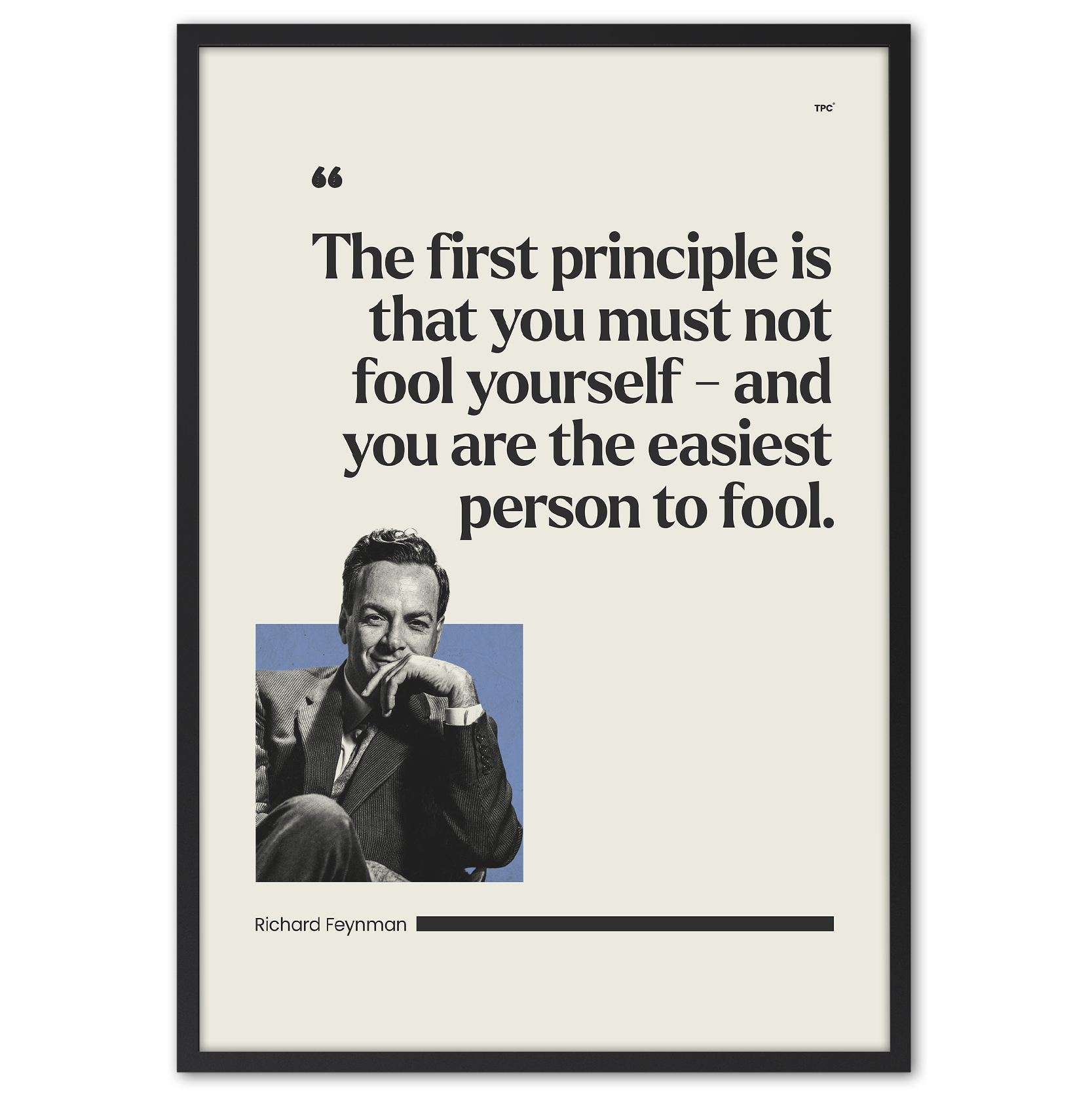 Framed poster with Richard Feynman's quote on a white background